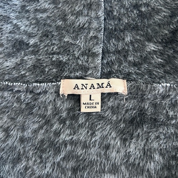 Anama Charcoal Gray Faux Fur Lined Open Front Cardigan Size Large NWOT - Picture 3 of 8